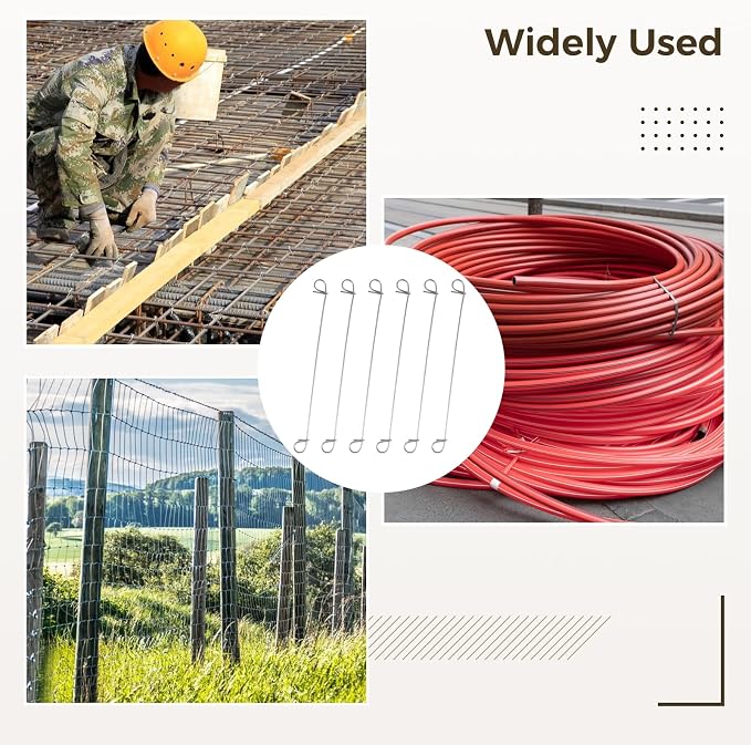 16 Gauge Tie Wire Roll 1000 Pcs - Galvanized Iron Double Loop Rebar Ties 6 Inch Silver for Construction, Fencing & T Post Accessories