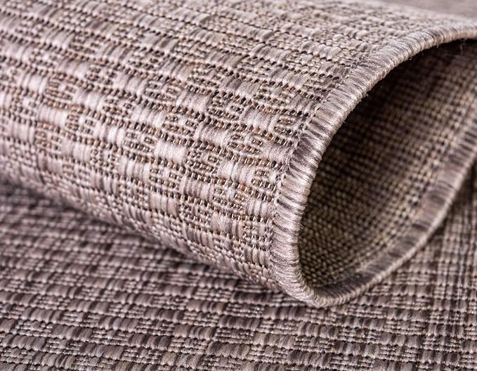 Unique Loom Collection Casual Transitional Solid Heathered Indoor/Outdoor Flatweave Area Rug (6' 1" x 9' Rectangle, Beige/Ivory)