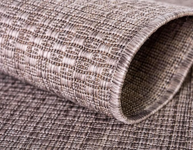 Unique Loom Collection Casual Transitional Solid Heathered Indoor/Outdoor Flatweave Area Rug (5' 3" x 8' Rectangle, Beige/Ivory)