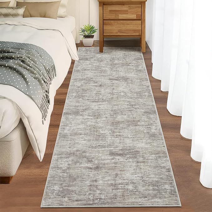 Garvee 2x6 Kitchen Runner Rugs Non Skid Washable Modern Solid Rug, Camel | Neutral Minimalist Non Shedding Low Pile Stain Resistant Foldable Rug for Hallway Bedroom Laundry Room Bathroom