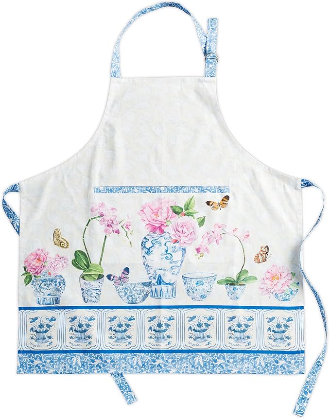 Maison d' Hermine Aprons for women with Pocket 100% Cotton (27.50"x31.50") | Adjustable Neck Strap & long ties Apron Men Chef Wedding Cooking Gardening Server Maid