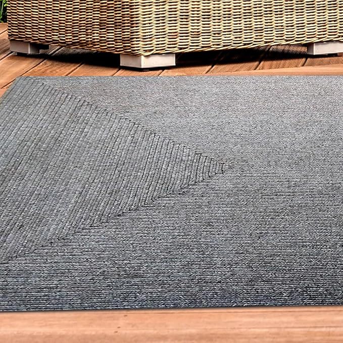 Superior Indoor Outdoor Area Rug, Handwoven Reversible Braided Home Decor for Living Room, Kitchen, Dining Room Floors, Patio, Front Porch, Deck, Modern, Boho, Farmhouse Style, 8' x 10', Slate