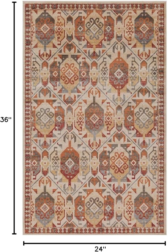 Superior Indoor Area Rug or Runner, Patchwork Rustic Leaves Floor Decor, Soft Plush Rugs for Living Room, Office, Kitchen, Dining, Aesthetic Home Accessories, Zelder Collection 2ft x 3ft - Rust