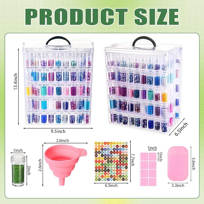 Willinglong 5 Tier Diamond Painting Storage Containers with 260 Grids Diamond Art Storage Bead Organizer Painting Accessories DIY Jewelry Craft