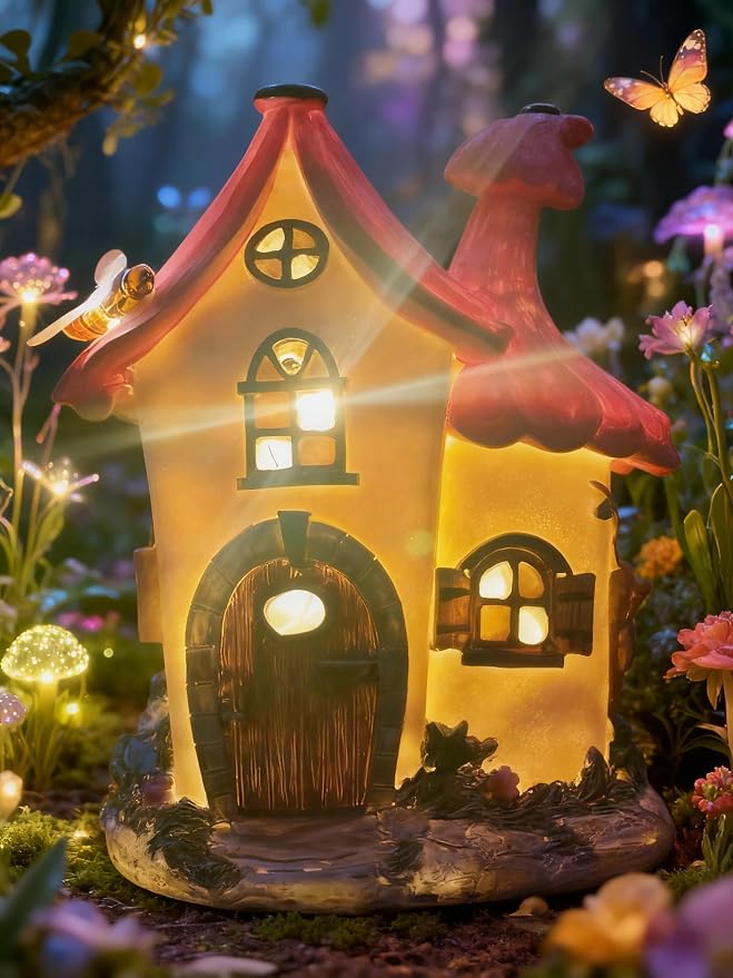 Fairy Garden Houses, Fairy Houses,Fairy Houses for Outside,Fairy Garden Houses Outdoor,Solar Fairy Garden,gnome House,Fairy Garden,Fairy Garden Accessories, for Women Gift/Teenage Gift