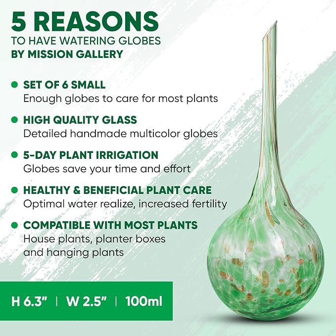 Plant Watering Globes Set of 4 - Small Self Watering Globes for Indoor & Outdoor Plants - Multicolored, Automatic, Glass Watering Bulbs for Daily Use, Plant Watering Devices