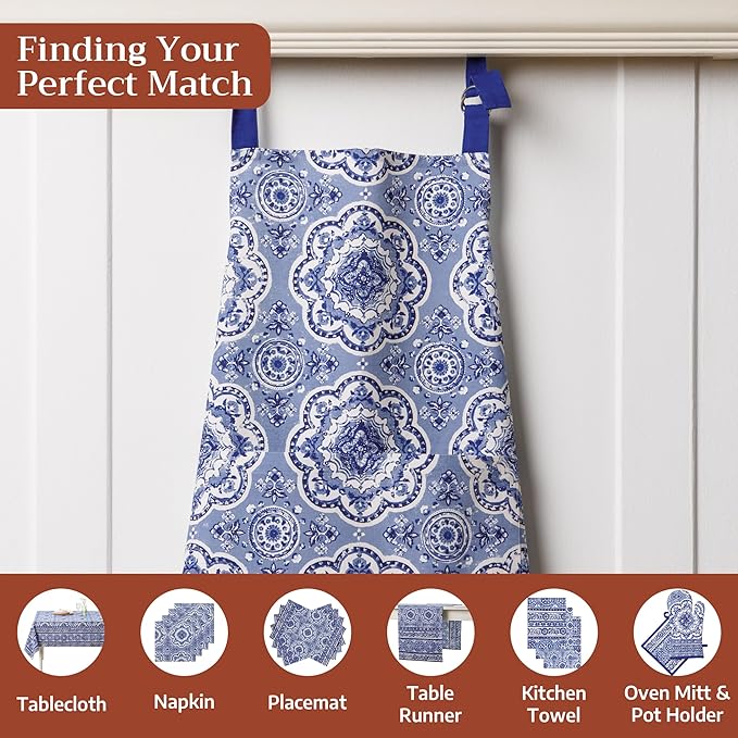 Maison d' Hermine Aprons for women with Pocket 100% Cotton (27.50"x31.50") | Adjustable Neck Strap & long ties Apron Men Chef Wedding Cooking Gardening Server Maid