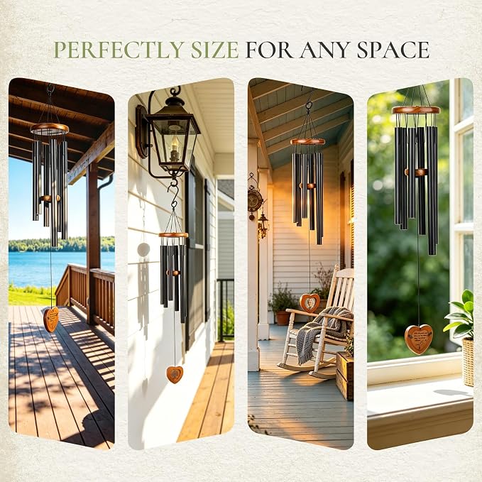 Wind Chimes for Loss of Loved One, Memorial Wind Chimes 32", Sympathy Wind Chimes in Memory, Deep Tone Outdoor Bereavement Condolence Gift for Mom Dad, Garden Decor