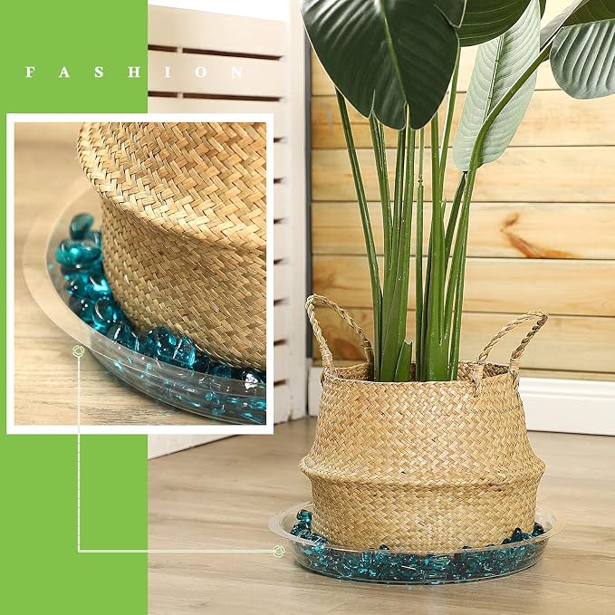 Shellwei 18 Pack 16 Inch Plastic Plant Saucers Extra Large Clear Flower Pot Drip Trays Plants Drip Tray Plant Drainage Tray Plants Saucer Trays for Indoors Outdoors