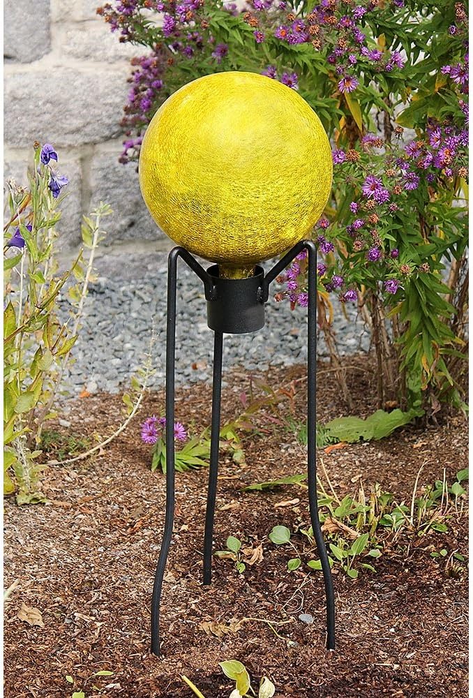 Achla Designs 10-inch Crackle Gazing Globe, Lemon Drop