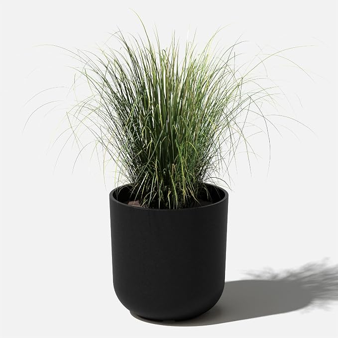 Veradek Mason Series Lima Planter - Round Planter for Indoor or Outdoor Porch/Garden | Made from Plastic-Stone Composite with Drainage Holes | Modern Décor for Succulents, Flowers, Small Plants
