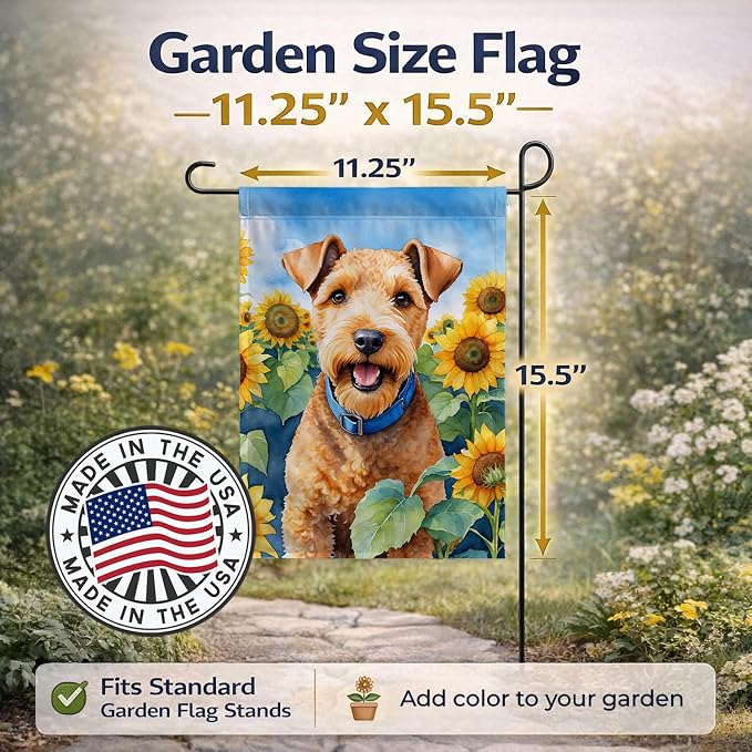 Caroline's Treasures DAC6114GF Lakeland Terrier in Sunflowers Garden Flag Mailbox Flag Decorative Yard Flag Banner Outside Patio Artwork Yard Flower Beds, Garden Size, Multicolor