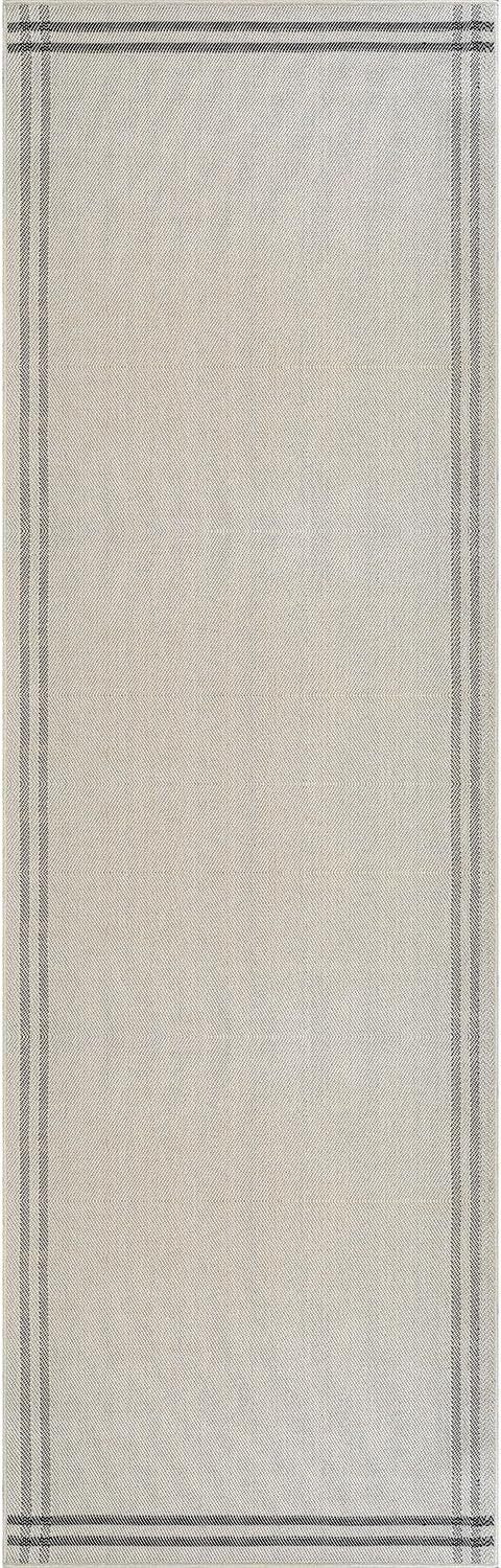 Luul Home Easy Jute Rugs 2x7 Bordered Bone Color Living Room Indoor Outdoor Runner Rug for Patio and Kitchen Rug High Traffic Washable Easy to Clean Solid Boho Woven Design Outside Carpet (2 x 7)