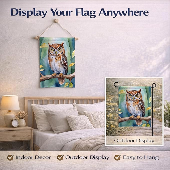 Caroline's Treasures Elf Owl Garden Flag Mailbox Flag Decorative Yard Flag Banner Outside Patio Artwork Yard Flower Beds, Garden Size, Multicolor