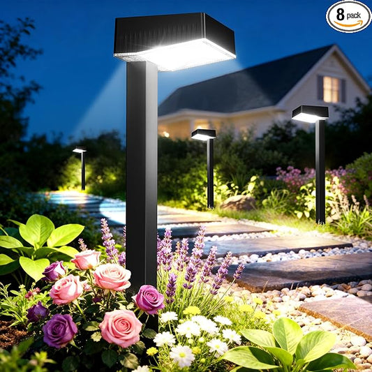 ELECLINK Solar Pathway Lights Outdoor, 8 Pack Garden Lights Solar Powered Path Lights with Larger LED Lens, 2 Light Modes Waterproof Outdoor Solar Light for Yard Driveway Walkway Landscape Patio Lawn
