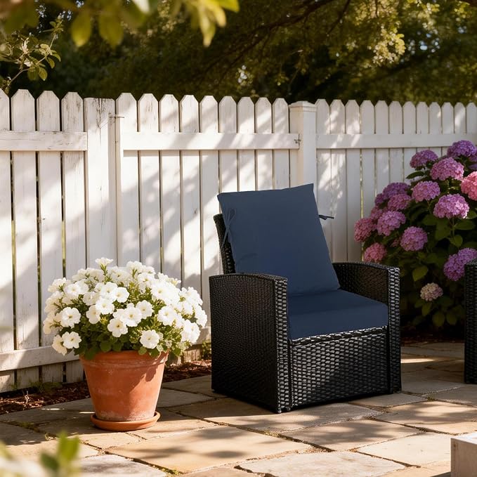 20"x20" Outdoor Universal Cushion Set of 1, Patio Cushions with Handles & Ties, Water-Proof Stain-Resistant UV Resistant Weather Resistant High Resilience Foam with YKK Zippers,Blue