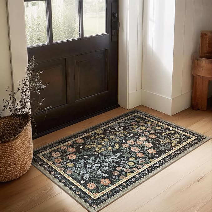 Machine Washable Small Rugs for Entryway: Door Mat Indoor Entrance 2x3 Rug Boho Throw Rug Non-Slip Low Pile Kitchen Rug for Front Door Indoor Entrance Entry Kitchen Bedside Kids Room