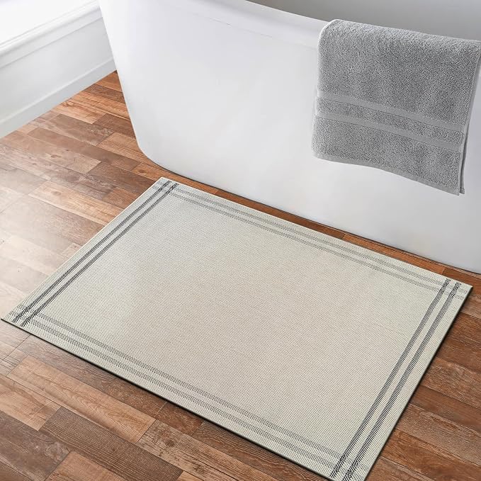 Luul Home Easy Jute Rugs 2x3 Bordered Bone Color Living Room Indoor Outdoor Door Mat for Patio and Kitchen Rug High Traffic Washable Easy to Clean Solid Boho Woven Design Outside Carpet (2 x 3)