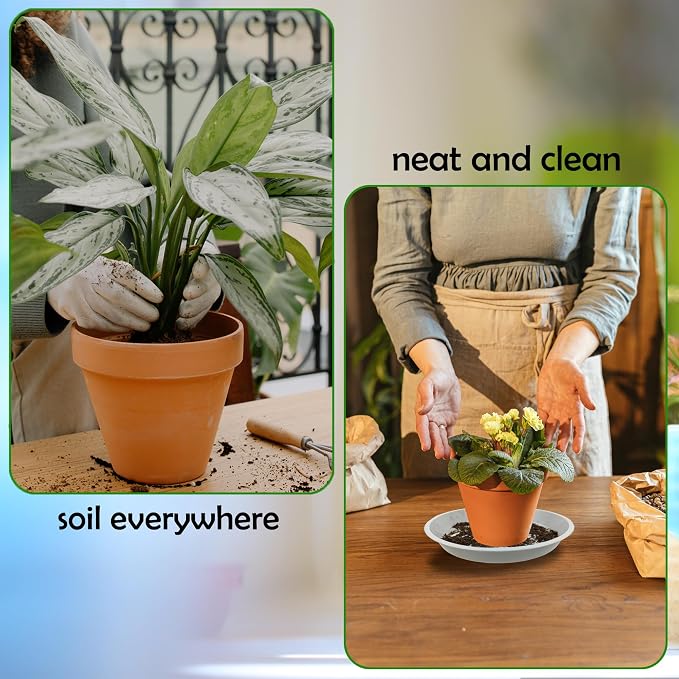 4 Pack 16 Inch Round Plant Saucers for Less 14 Inch Pot Indoors Outdoors Plant Trays for Pots Planter Saucer Plastic Drip Tray Planter Water Tray (White, 16"(4pcs))