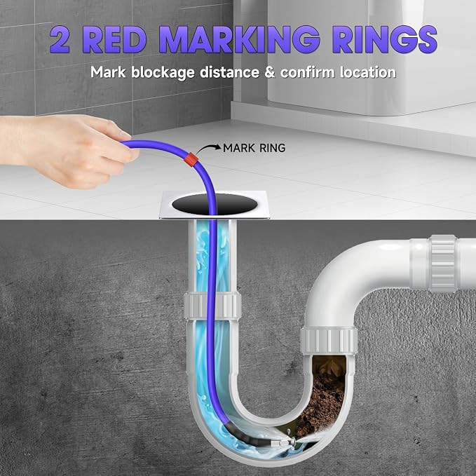 100FT Sewer Jetter Kit for Pressure Washer 1/4" NPT Drain Cleaner Hose 5800PSI Corner Rotating and Button Hose Sewer Jetting Nozzle Pearl Corsage Pin Tape Handle Strap Spanner