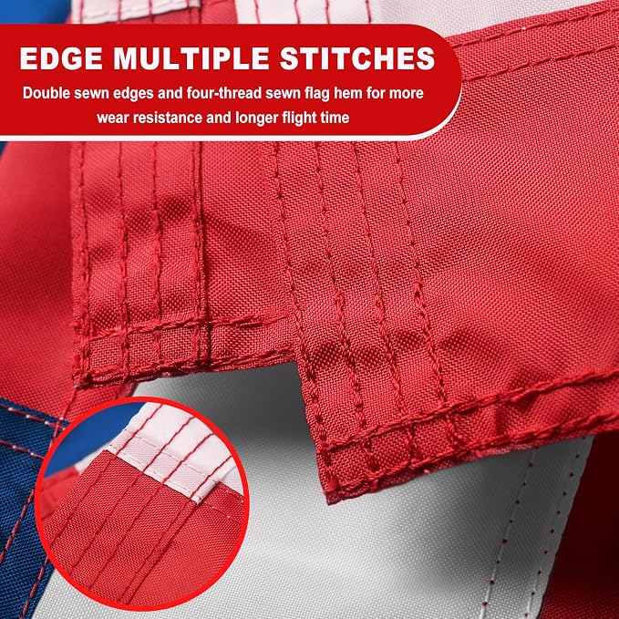 American Flags 4x6 Outdoor Use,Non Fading American Flags for Outside, American Flag Outdoor Heavy Duty, American Flag Longest Lasting,US Flag Embroidered Stars, Brass Grommets Sewn Stripes