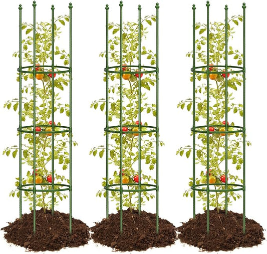 joyhalo 3 Pack Tomato Cages for Garden, 59 Inch Tomato Cage Heavy Duty, Height Adjustable Tomatoes Trellis for Climbing Plants Vegetables Flowers Cucumber Peony