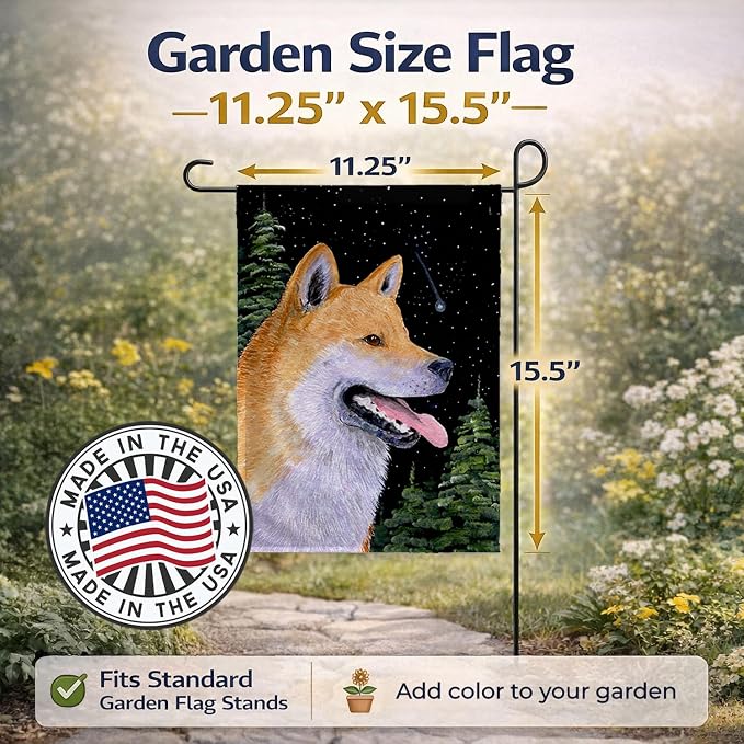 Caroline's Treasures SS8598GF Shiba Inu Garden Flag Mailbox Flag Decorative Yard Flag Banner Outside Patio Artwork Yard Flower Beds, Garden Size, Multicolor