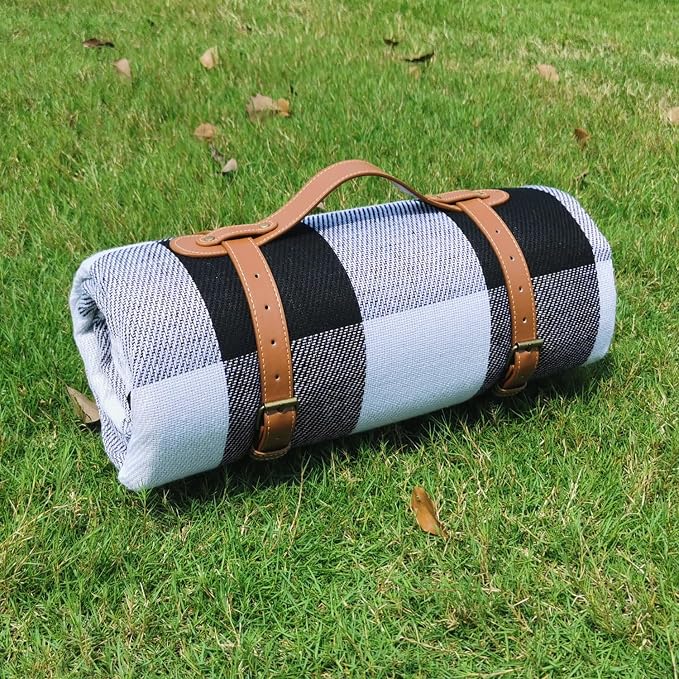 79”x79” Picnic Blanket Extra Large, Waterproof and Foldable Beach Blanket, 3-Layer Outdoor Blanket for 6 to 8 Adults, for Camping, Park, Beach, Grass, Indoors