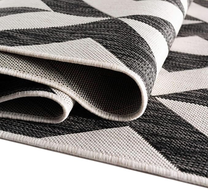 Unique Loom Outdoor Collection Area Rug - Napa (7' 10" Square, Charcoal Gray/ Ivory)