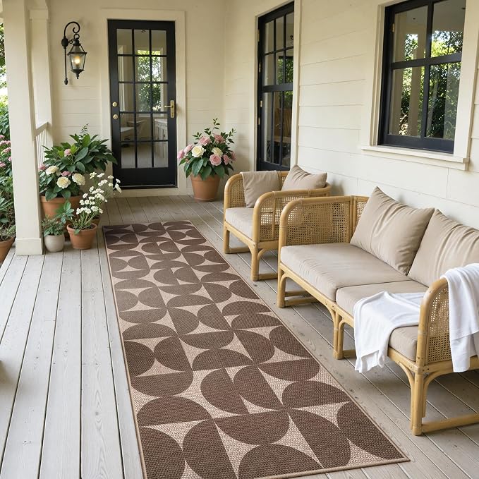 Lahome Semi Circle Easy Jute Non Slip Kitchen Runner, 2x8 Hallway Runner | Carpet Rug for Entryway Indoor Outdoor, Farmouse Geometric 8ft Long Carpet for Entry Laundry