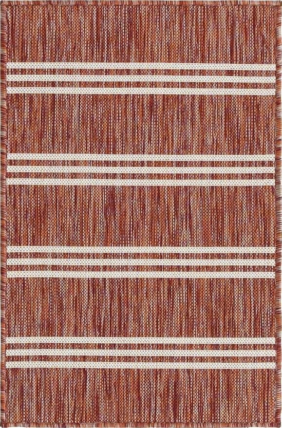 Unique Loom Jill Zarin Outdoor Collection Area Rug - Anguilla (2' 2' x 3' 1' Rectangle, Rust Red/ Ivory)