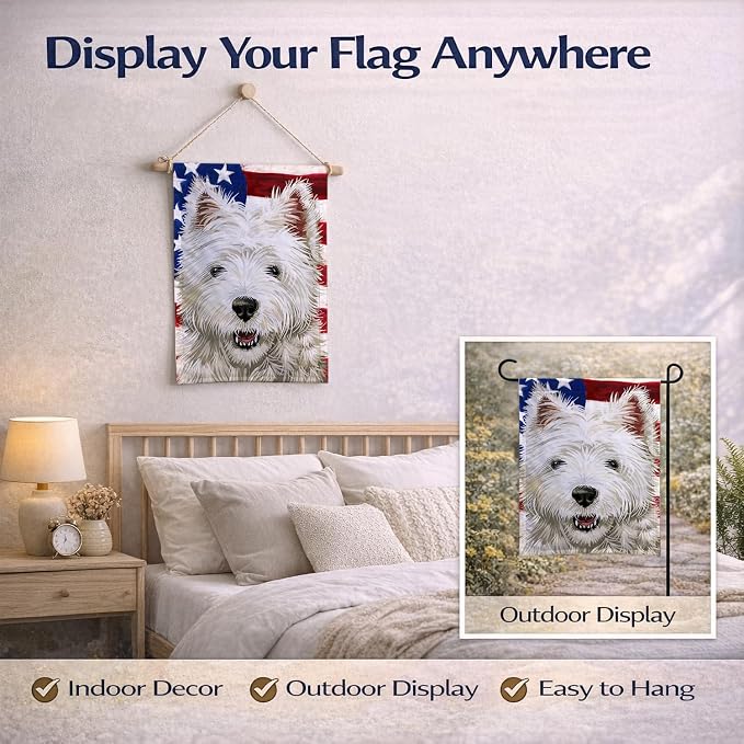 Caroline's Treasures CK6471GF Cairn Terrier Dog American Flag Garden Flag Mailbox Flag Decorative Yard Flag Banner Outside Patio Artwork Yard Flower Beds, Garden Size, Multicolor