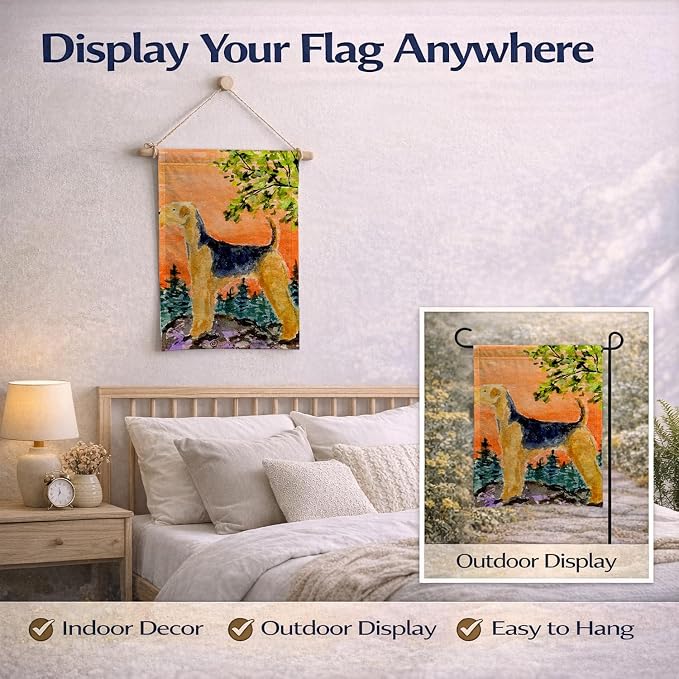 Caroline's Treasures SS8850GF Airedale Garden Flag Mailbox Flag Decorative Yard Flag Banner Outside Patio Artwork Yard Flower Beds, Garden Size, Multicolor