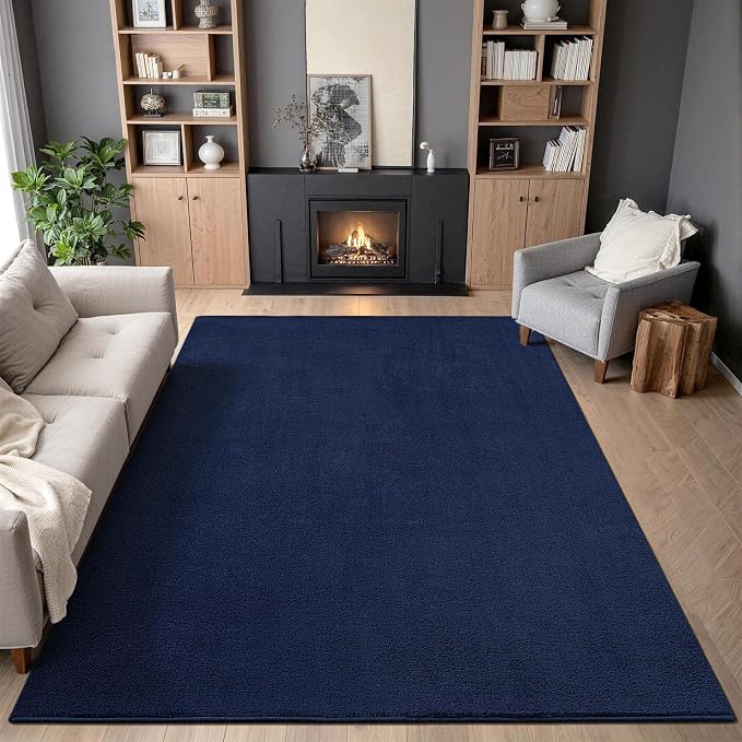 Vasofe Navy Area Rugs for Living Room Bedroom, 4x6 Modern Memory Foam Rug | Thickened Throw Carpet, Super Soft Kids Boys Girls Rug, Non Slip Washable Carpets for Dorm Nursery Classroom Office Decor