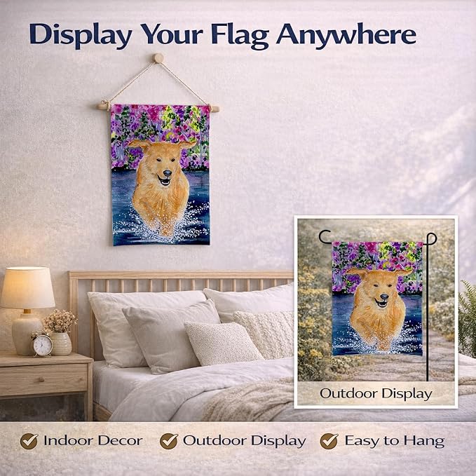 Caroline's Treasures SS8627GF Golden Retriever Garden Flag Mailbox Flag Decorative Yard Flag Banner Outside Patio Artwork Yard Flower Beds, Garden Size, Multicolor