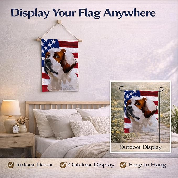 Caroline's Treasures CK6393GF Alpine Mastiff American Flag Garden Flag Mailbox Flag Decorative Yard Flag Banner Outside Patio Artwork Yard Flower Beds, Garden Size, Multicolor