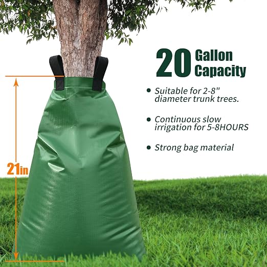 Tree Watering Bags Slow Release:20 Gallon - Reusable Water Bags for Trees - Slow Lrrigation Suitable for Newly Planted or Established Trees in Hot Weather（5 Pack）