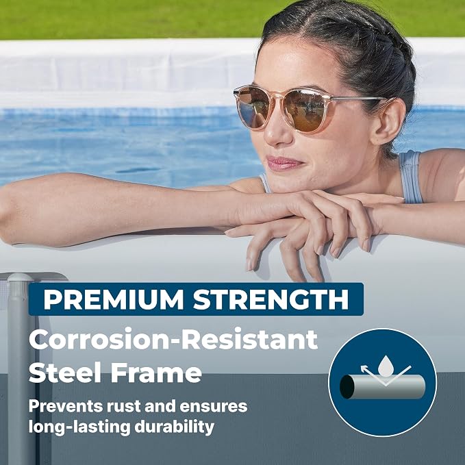 Bestway Power Steel Pool Set with Sand Filter Pump, Ladder, and Cover