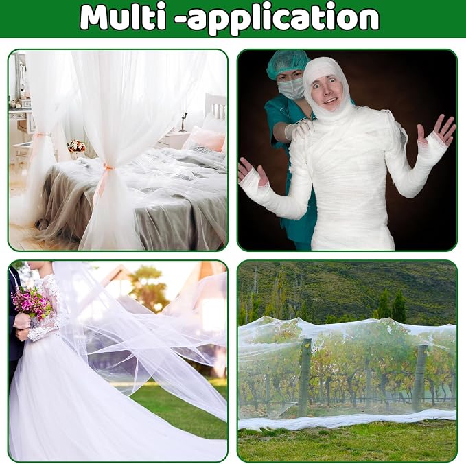 Mosquito Netting,10 × 50 Ft Mosquito Mesh Screen for Patio,Fly Insect Bird Net Barrier Garden Mesh Netting for Protect Vegetables Fruits from Birds Bugs,White