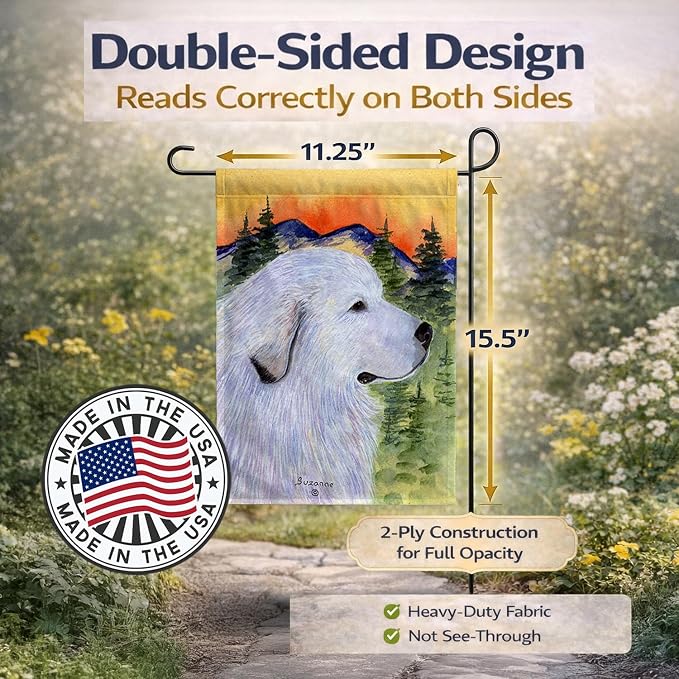 Caroline's Treasures SS8236GF Great Pyrenees Garden Flag Mailbox Flag Decorative Yard Flag Banner Outside Patio Artwork Yard Flower Beds, Garden Size, Multicolor