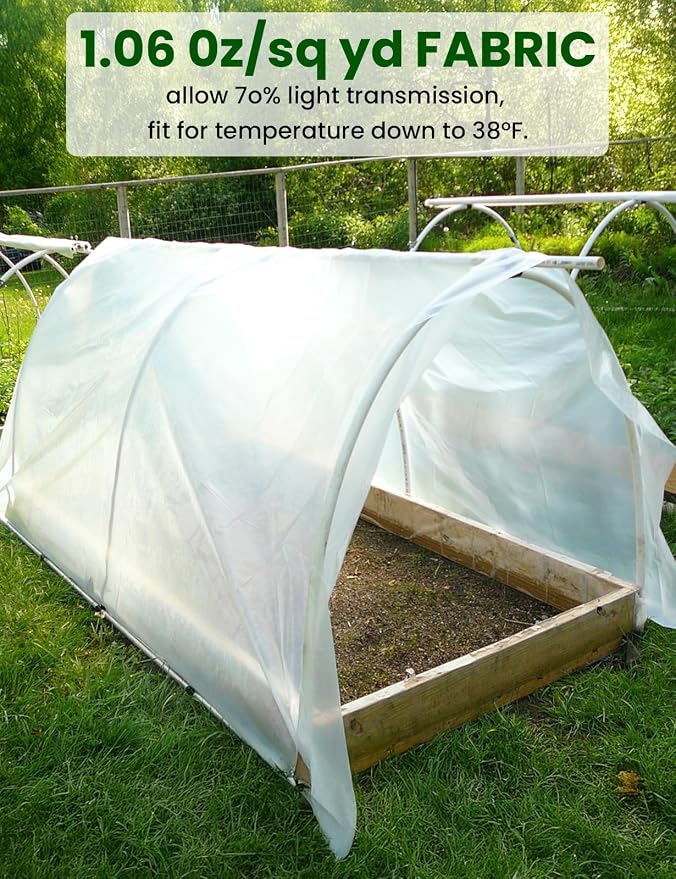 Plant Covers Freeze Protection, 10 ft x 50 ft 1.0 oz/yd² Reusable Frost Protection Floating Row Cover, Frost Blankets for Plants, Frost Cloth for Cold Weather Snow, Winter Frost Pests Protection