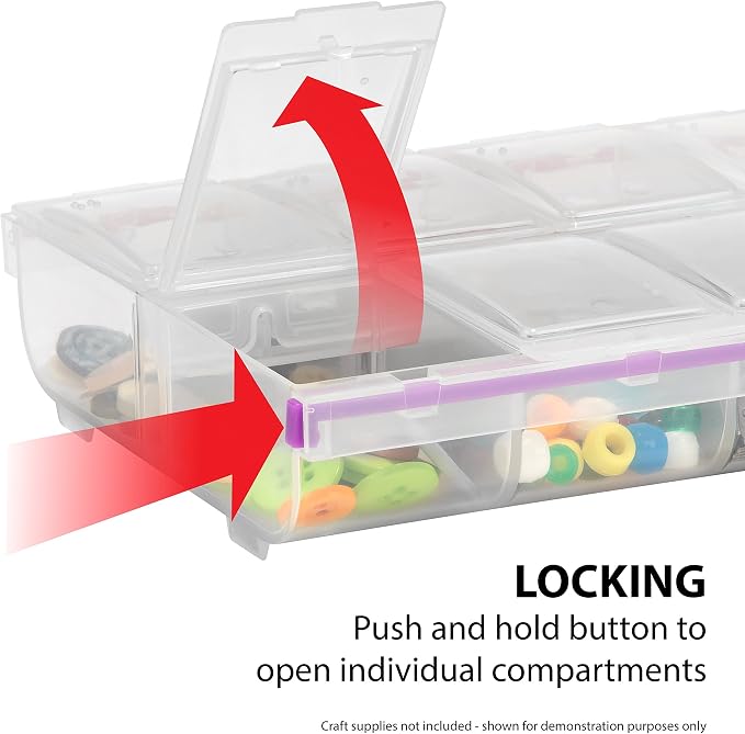 Craft Mates Craft & Sewing Supplies Organizer, 14 Locking Compartments, 3XL | Clear Plastic Storage for Buttons, Pins, Jewelry, Diamond Art & Craft Supplies, Large Portable Organizer for Crafters