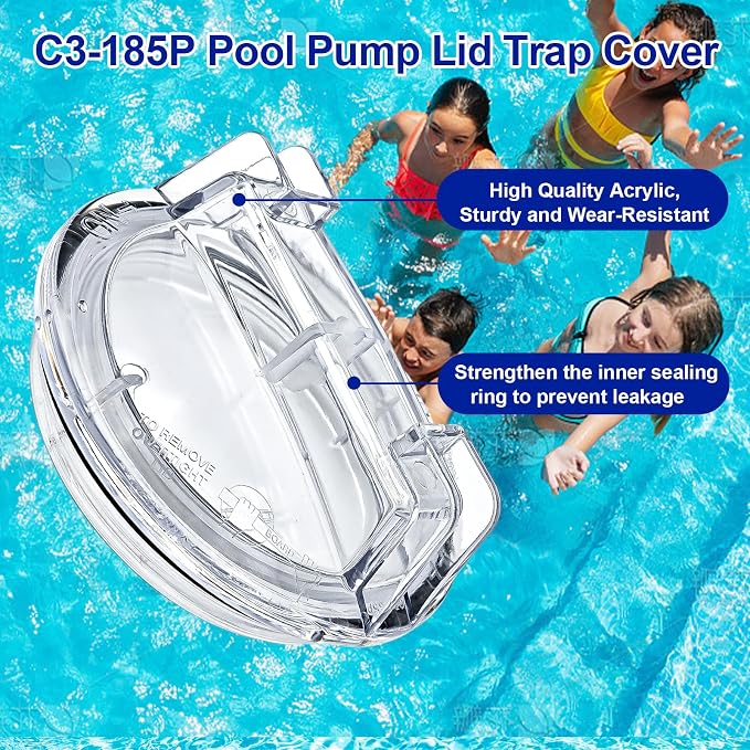 Pool Pump Lid Trap Cover C3-185P Replacement for Sta-Rite Max-E-Glas II, Dura-Glas II, Dyna-Glas, Dyna-Max Pool and Spa Pump, C3-185P, V26-362 Pool Pump Filter Cover