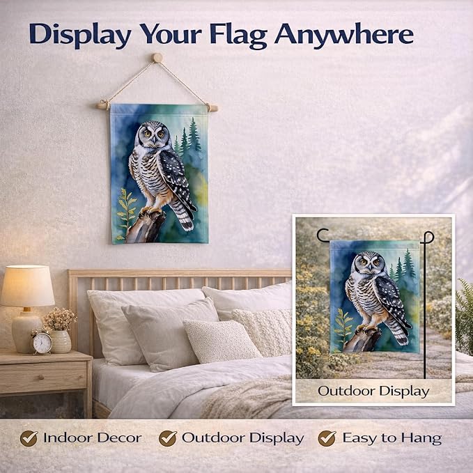 Caroline's Treasures Northern Hawk Owl Garden Flag Mailbox Flag Decorative Yard Flag Banner Outside Patio Artwork Yard Flower Beds, Garden Size, Multicolor