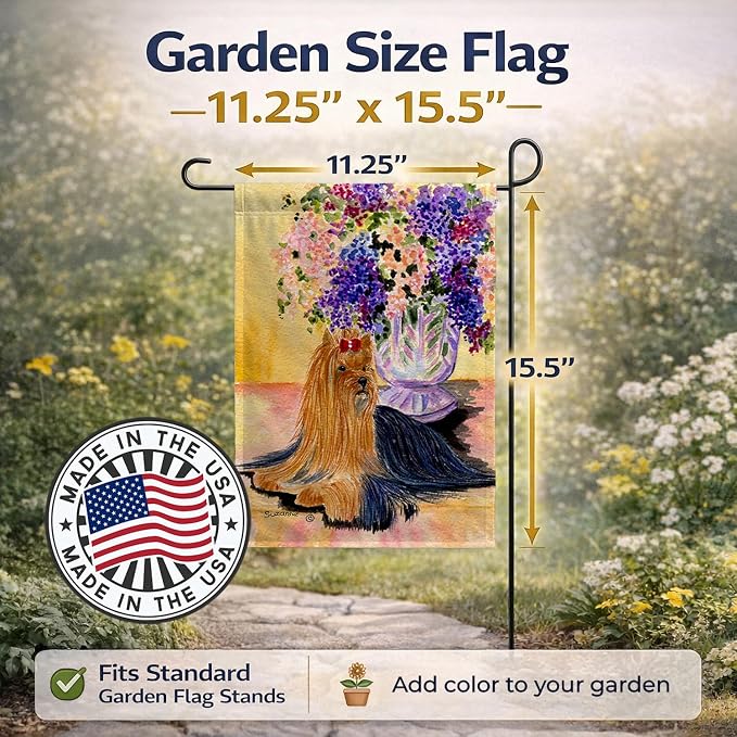 Caroline's Treasures SS8304GF Yorkie Garden Flag Mailbox Flag Decorative Yard Flag Banner Outside Patio Artwork Yard Flower Beds, Garden Size, Multicolor