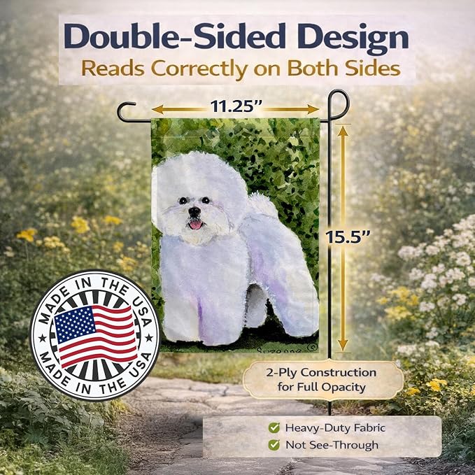 Caroline's Treasures SS8712GF Bichon Frise Garden Flag Mailbox Flag Decorative Yard Flag Banner Outside Patio Artwork Yard Flower Beds, Garden Size, Multicolor