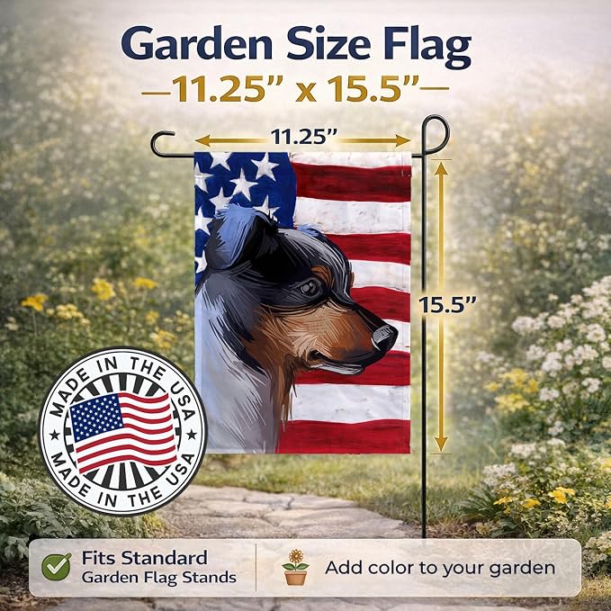 Caroline's Treasures CK6672GF Ratonero Bodeguero Andaluz American Flag Garden Flag Mailbox Flag Decorative Yard Flag Banner Outside Patio Artwork Yard Flower Beds, Garden Size, Multicolor