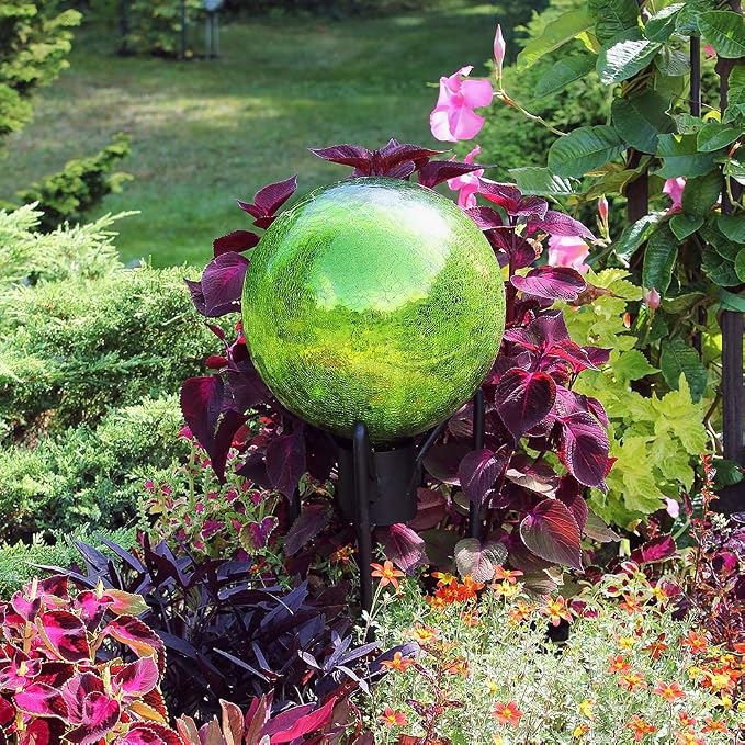 Achla Designs G10-FG-C Gazing, Fern Green 10 inch Glass Garden Globe Ball Sphere, 10