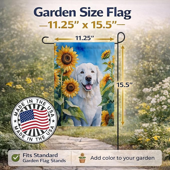 Caroline's Treasures DAC6108GF Kuvasz in Sunflowers Garden Flag Mailbox Flag Decorative Yard Flag Banner Outside Patio Artwork Yard Flower Beds, Garden Size, Multicolor