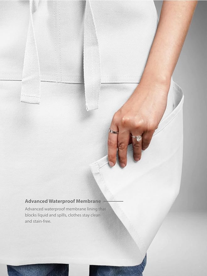 100% Cotton Kitchen Apron with 2 Pockets – Adjustable Chef Apron for Cooking Baking BBQ – Unisex Apron